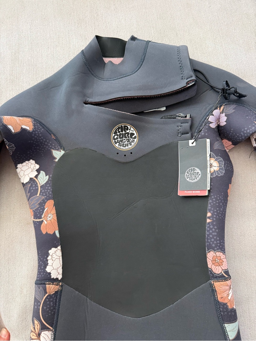 Rip Curl Black Floral-Panel Women's 4/3 flash bomb Wetsuit